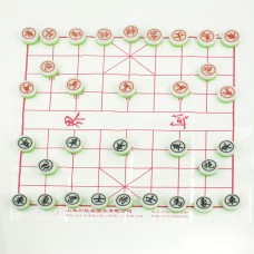 Round Green White Chessmen Foldable Chessboard Chinese Chess Set w Red Box   